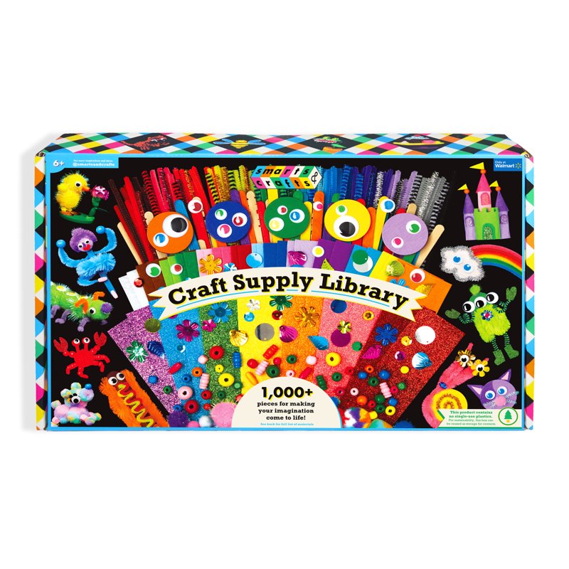 Kids Craft Supply Kit with 1000+ Pieces for Ages 6+ Unisex Educational Toy