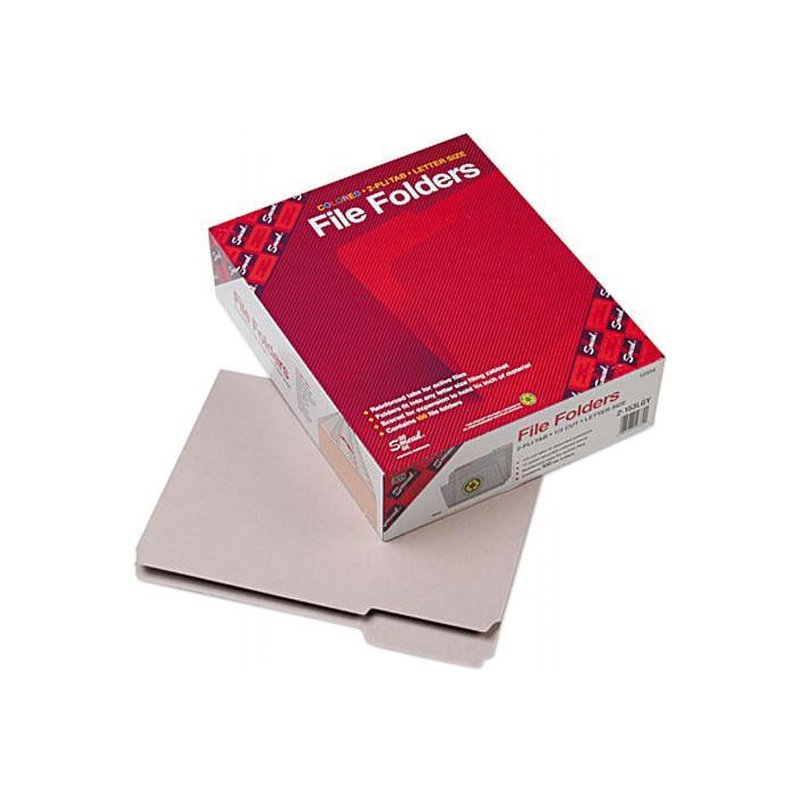 File Folders with Reinforced Top Tabs, 1/3 Cut, Letter Size, Gray, 100 Pack