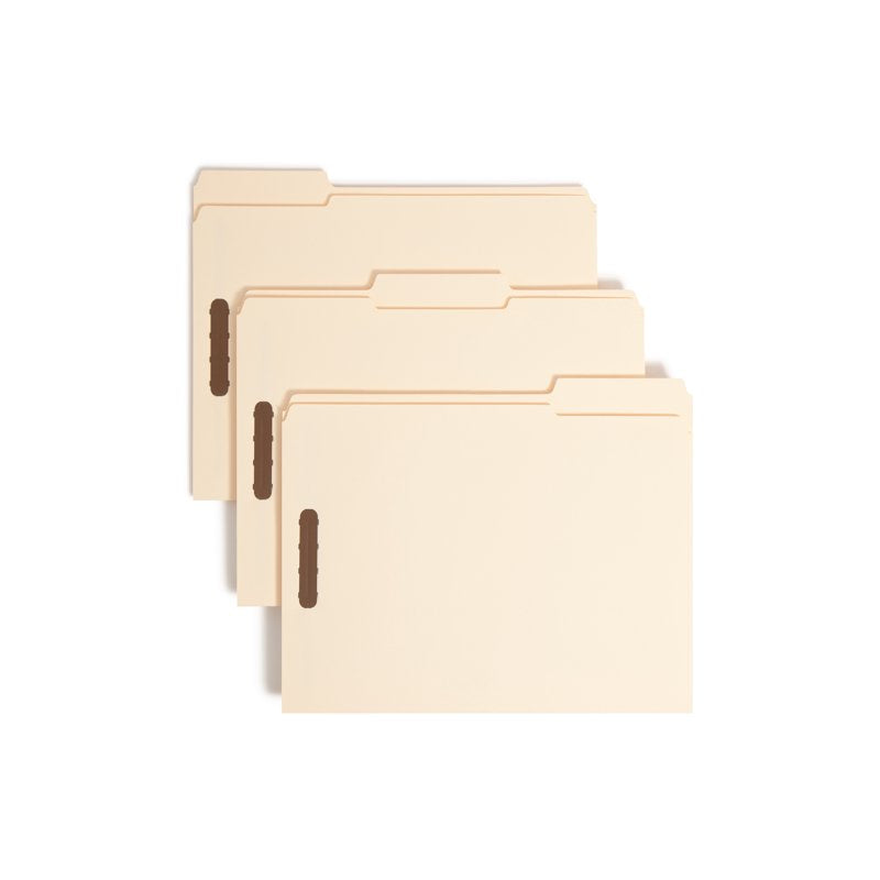 Office File Folders with Fasteners - Manila 1/3 Cut Top Tab, 50 Pack