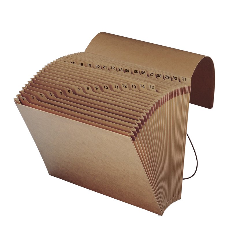 31-Pocket Heavy-Duty Kraft File Expanding Organizer - Letter Size
