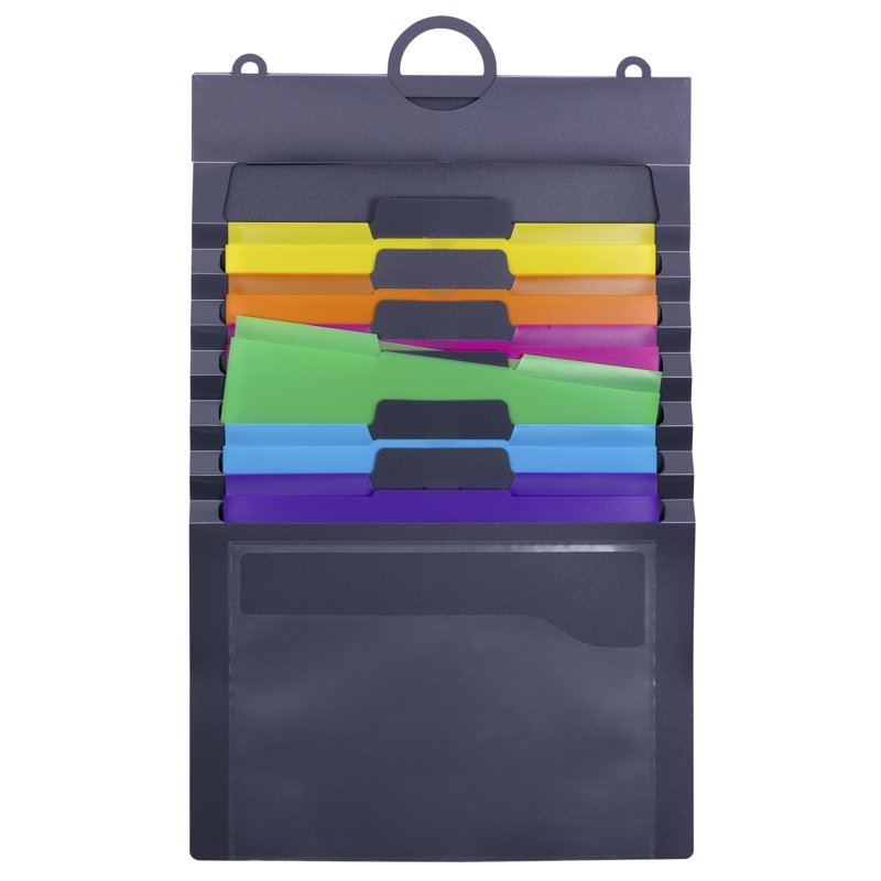 Wall Organizer with 6 Cascading Pockets - Letter Size, Gray