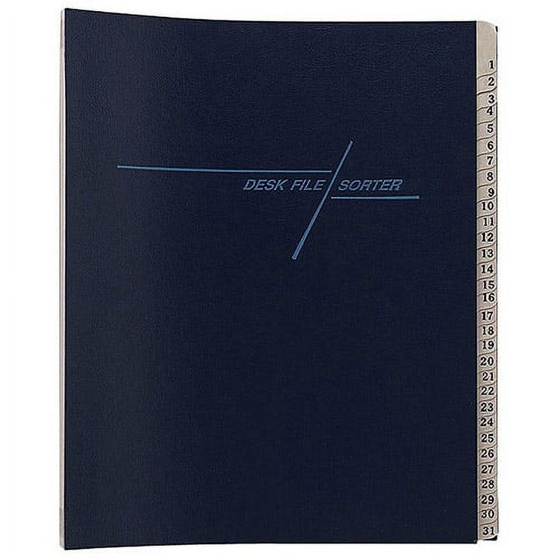 Desk File Organizer with 43 Dividers, Monthly & Daily Labels, Letter Size, Blue