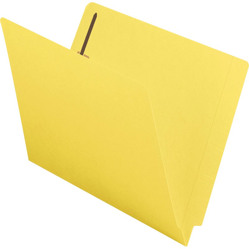 End Tab Fastener Folder - Yellow 2-Ply Letter Size, 50 Pack