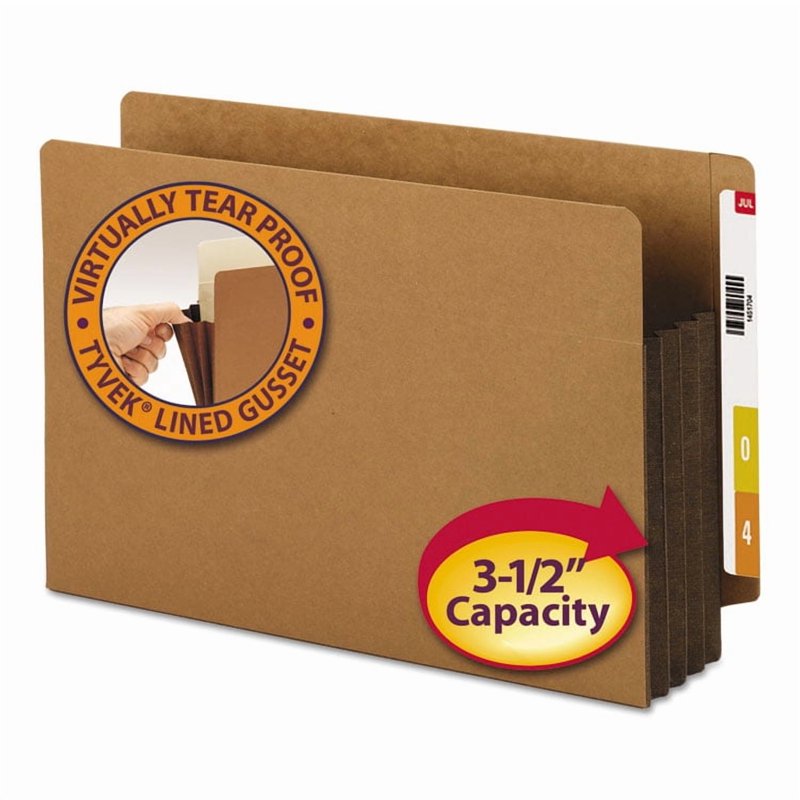 Reinforced Legal File Pocket with Straight End Tab 3.5 Inch Expansion - Redrope