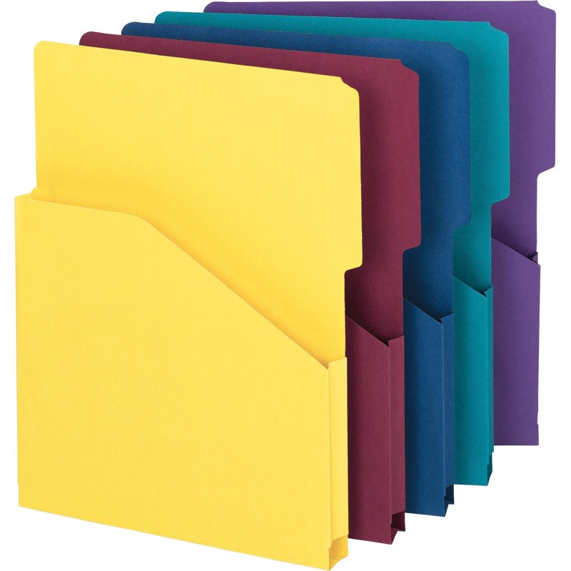 Expanding File Jacket with 2/5-Cut Tabs, 1 Inch Capacity - Assorted Colors