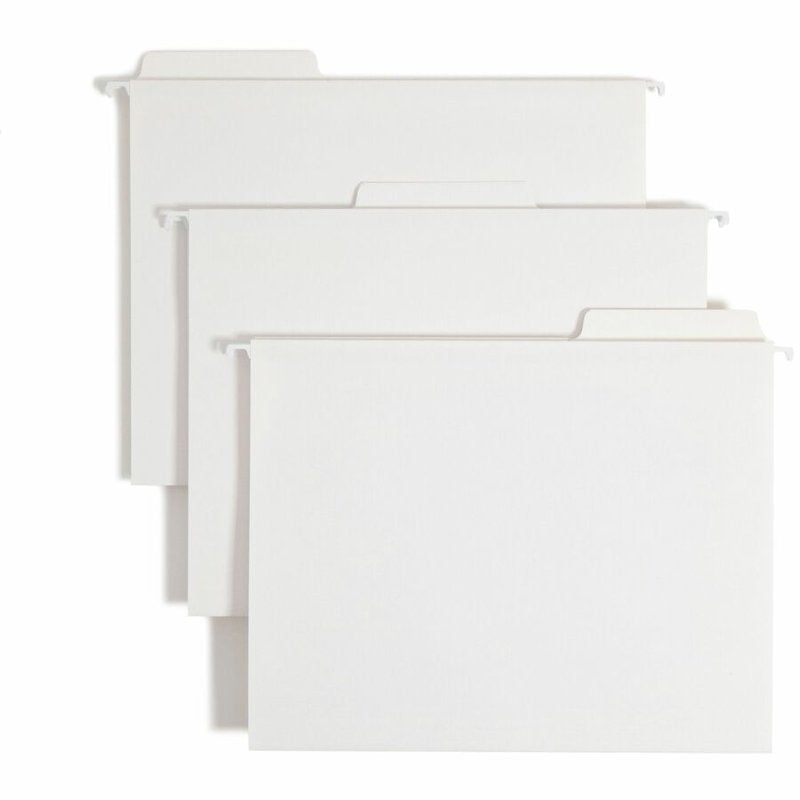 White Hanging File Folders with Built-In 1/3-Cut Tabs - Letter Size, Pack of 20