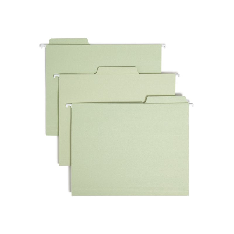 Hanging File Folders Letter Size Moss Pack of 20 - Heavy-Duty Tabbed Office Organization
