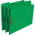 Color Reinforced Tab Fastener Folders - Letter Size, Green, 50 Pack