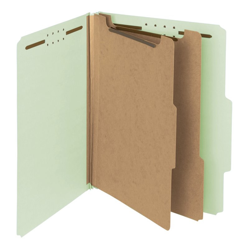 Recycled Pressboard Classification File Folder with Fasteners & Dividers