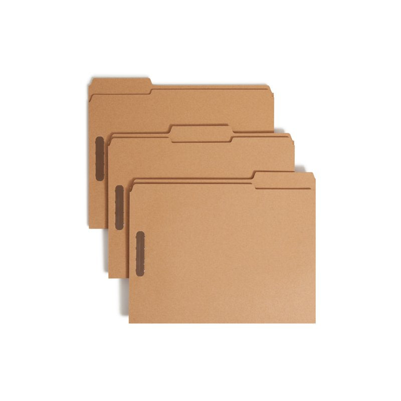 Reinforced Kraft File Folders with Fasteners - Letter Size, Pack of 50