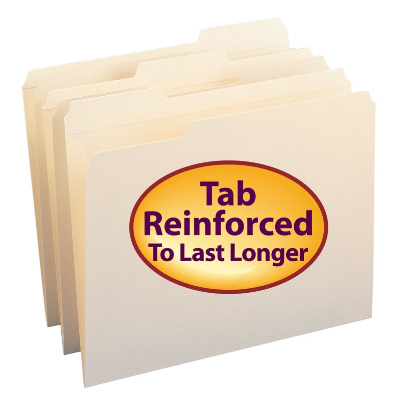 Reinforced Manila Folder Tabs 1/3 Cut for Letter Size File Organization