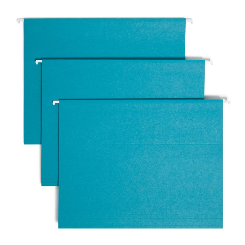 Hanging File Folders with Tabs - Teal 25 Pack for Office Organization
