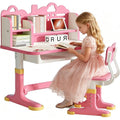 Kids Adjustable Height Study Desk and Chair Set with Tilt Top and Storage