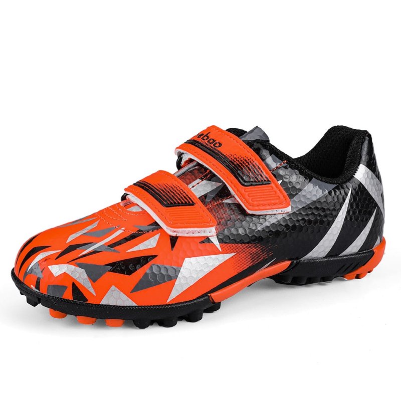 MiFeloo 7.5 Toddler Soccer Cleats - Kids Outdoor Football Turf Shoes, Black/Orange