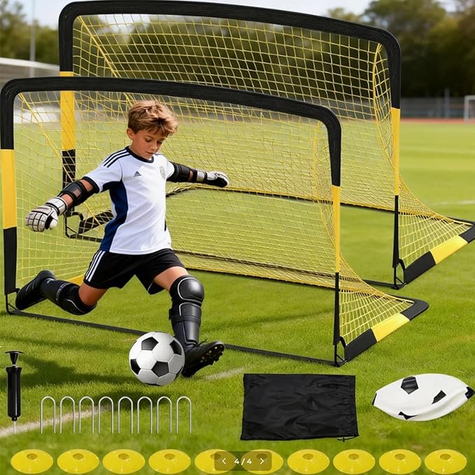 Heavy-Duty 4x6 ft Soccer Goal with Collapsible Frame, Portable Net & Carry Bag