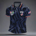 USA Flag Soccer Jersey Polo Shirt for Men, Short Sleeve, Large, Black M