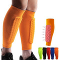 Shin Guards for Soccer Kids & Adults with Honeycomb EVA Padding - L Orange (1 Pair) - Calf Compression Sleeve