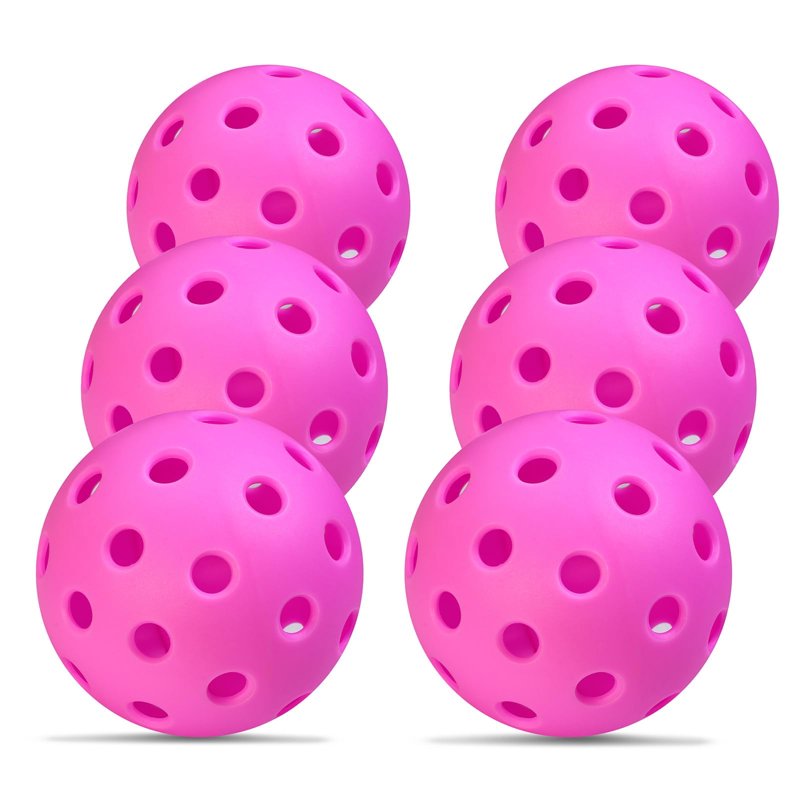 Hot Pink 40-Hole Soft TPE Pickleball Balls for Indoor Practice - Wigonda, 6 Pack Variation