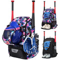 Softball Bag with Fence Hook, Shoe Compartment & Water Bottle Pockets - Youth & Adult Baseball Backpack