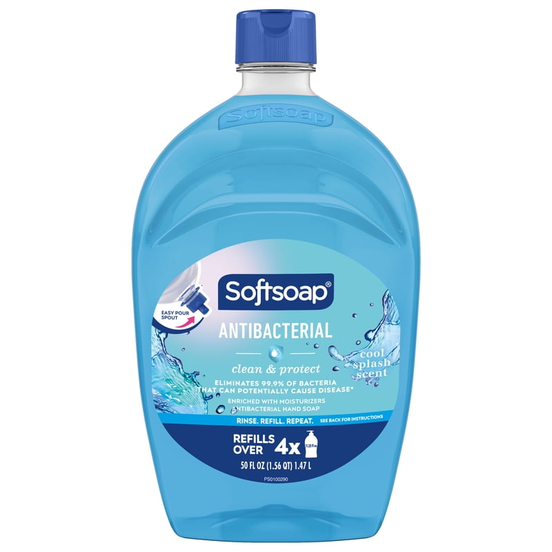 Antibacterial Liquid Hand Soap with Moisturizers - Cool Splash Scent, 50 Fl Oz