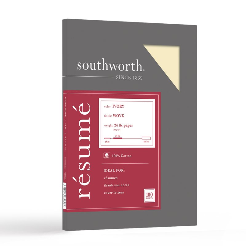 Cotton Resume Paper Ivory 8.5 x 11 24 lb 100 Sheets Office Quality