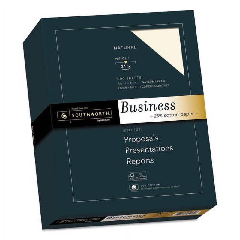 25% Cotton Business Paper - 8.5x11, 24lb, Natural, 500 Sheets, Bundle of 2 Boxes