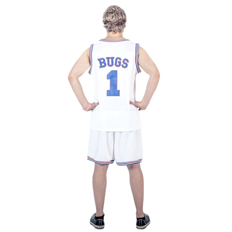 White Basketball Jersey for Adults - Space Jam Tune Squad Logo, Officially Licensed