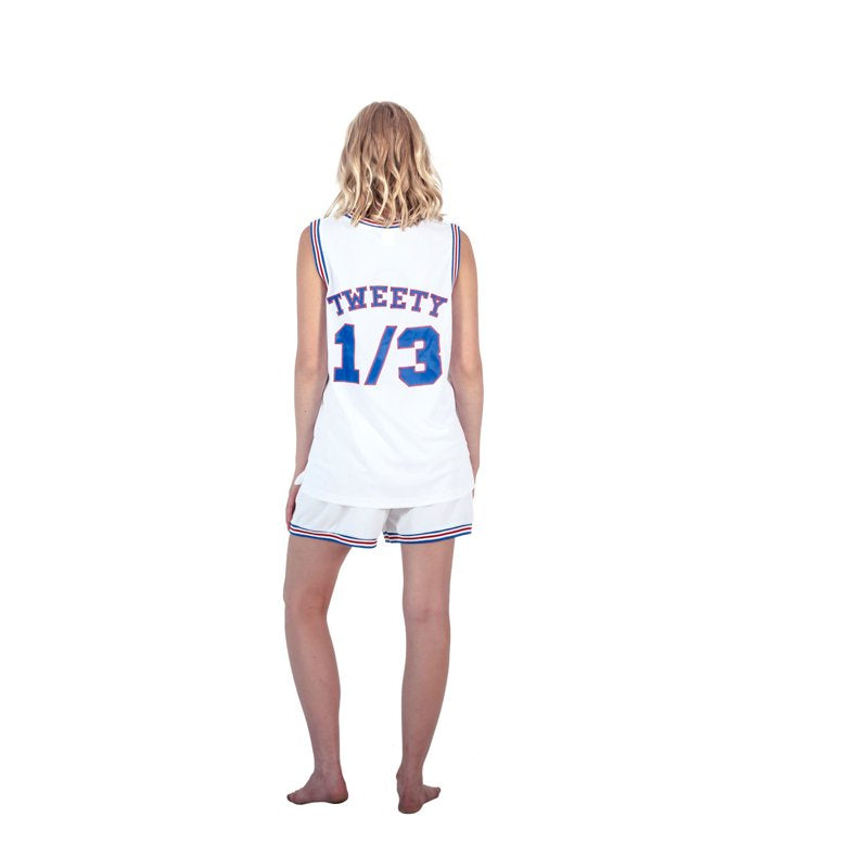Space Jam Tune Squad Logo Tweety White Basketball Jersey - Adult 2XL S M L