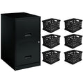 Two-Drawer Vertical File Cabinet with Lock and Steel Construction, Black