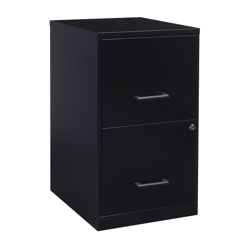 18-Inch Deep 2-Drawer Metal File Cabinet in Black for Office & Home