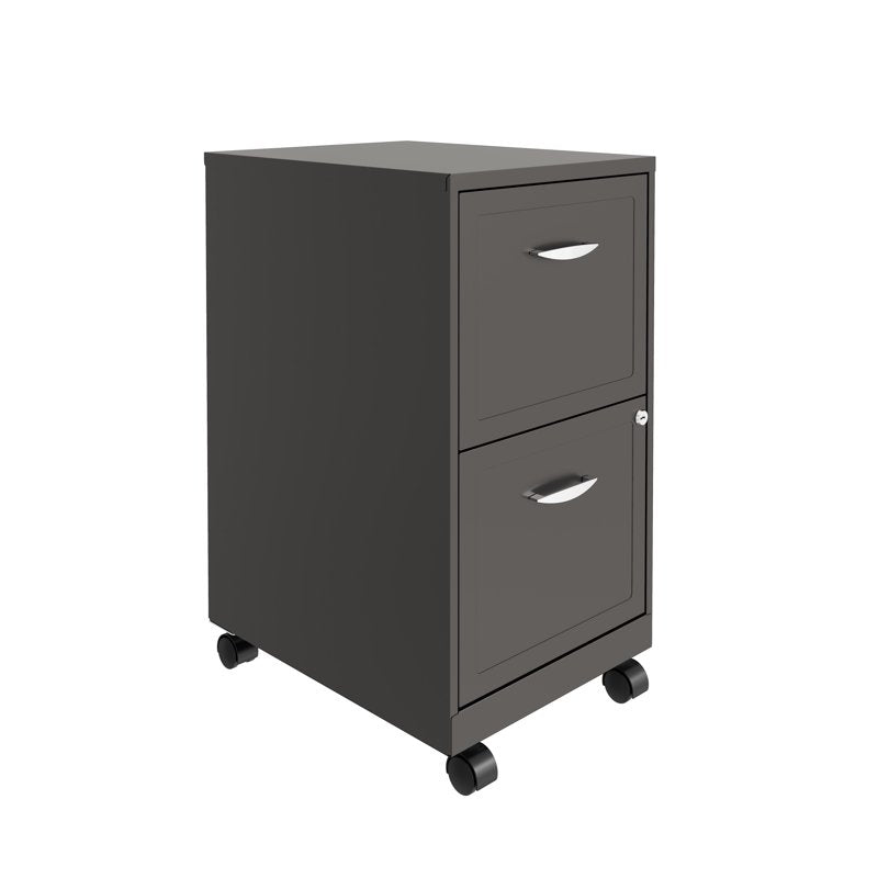 18-Inch Deep Mobile 2-Drawer Steel File Cabinet for Office & Home Organization
