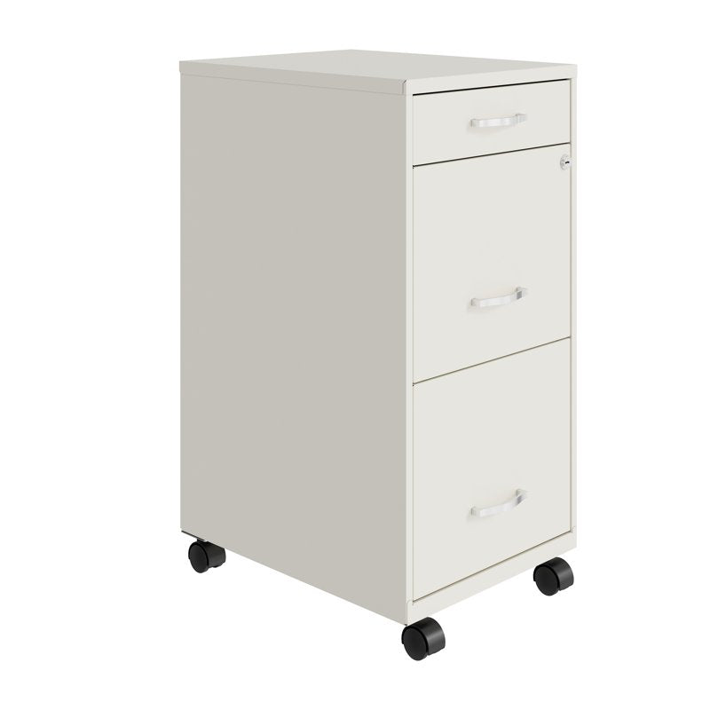 18-Inch Deep 3-Drawer Metal File Cabinet - Mobile Office Storage