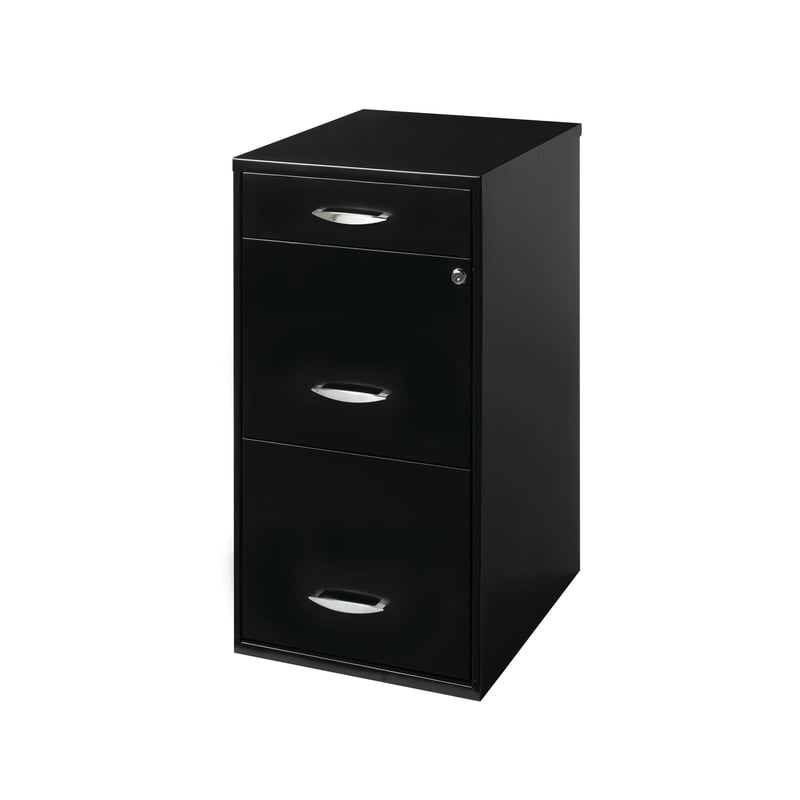 Steel 3-Drawer Letter-Size File Cabinet with Pencil Drawer - Black