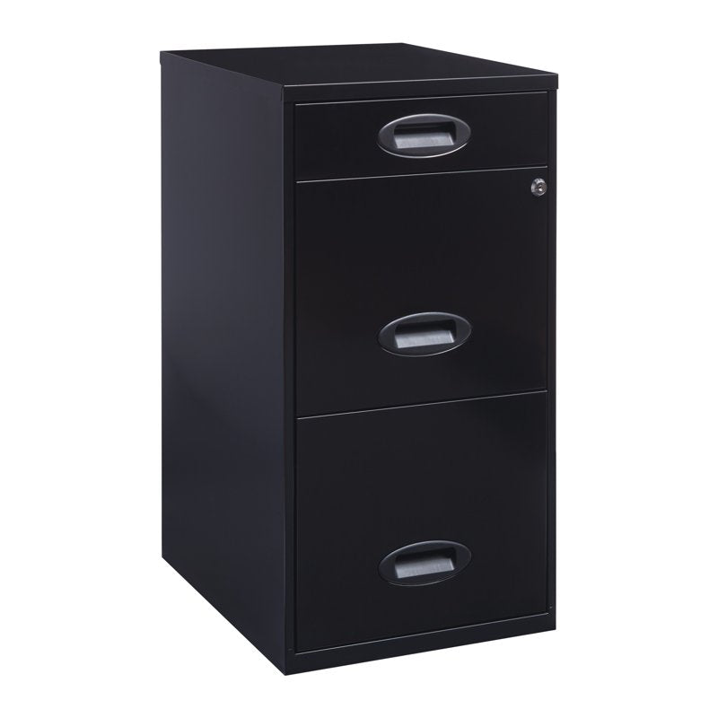 Steel File Cabinet with 3 Drawers for Letter Size Documents Black