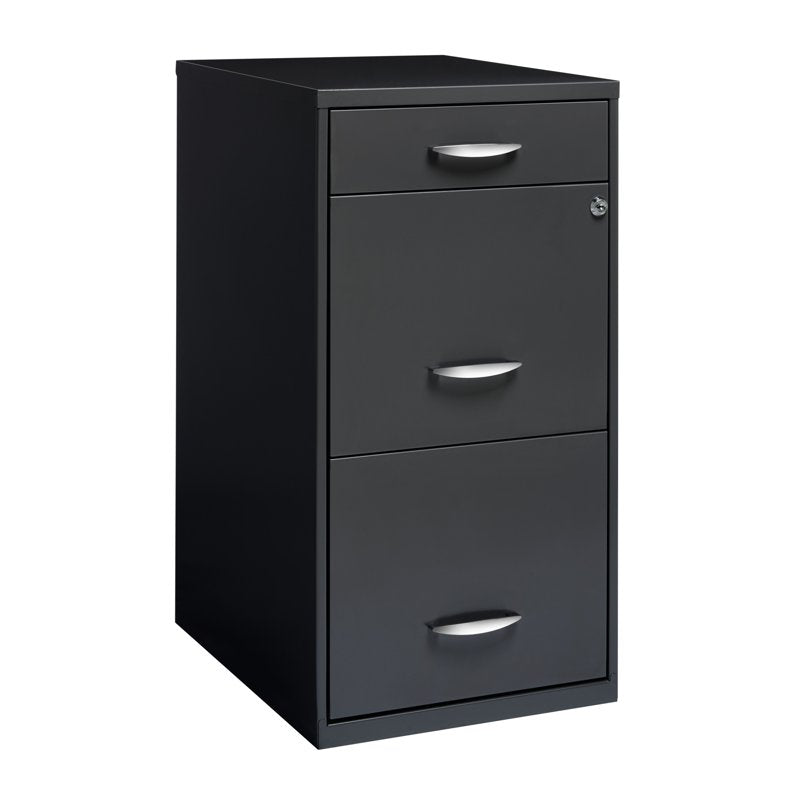 Steel 3 Drawer File Cabinet with Lock for Home Office & Business - Charcoal