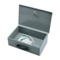 All-Steel Insulated Cash Box with Key Lock, Heavy-Duty Steel Hinges, Gray