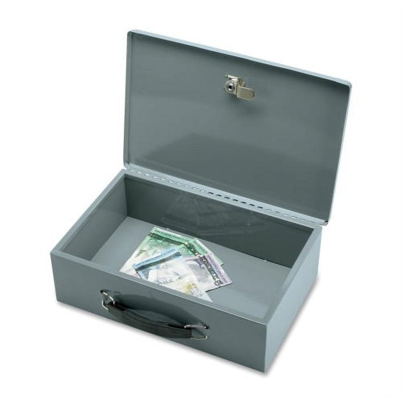 All-Steel Insulated Cash Box with Key Lock, Heavy-Duty Steel Hinges, Gray