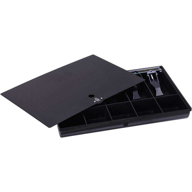 Locking Cover Money Tray for Cash Drawer - Black, 5 Compartments