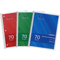 Wire-Bound Notebook with Perforated Sheets, 3-Hole Punch, Stiff Cover - Pack of 3