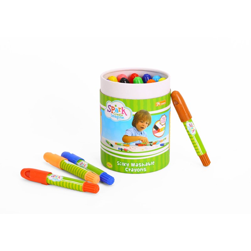 Silky Crayons for Kids - 24 Count Multicolor Washable & Safe Drawing Set