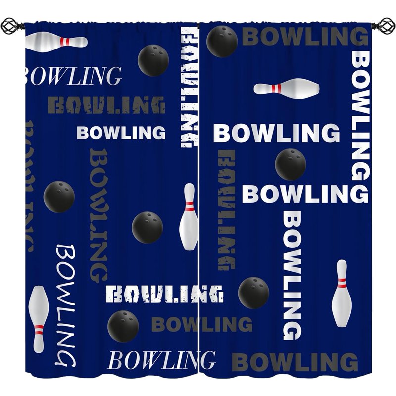 Bowling Ball Curtain Set - Kids & Teens Window Drapes with Insulation