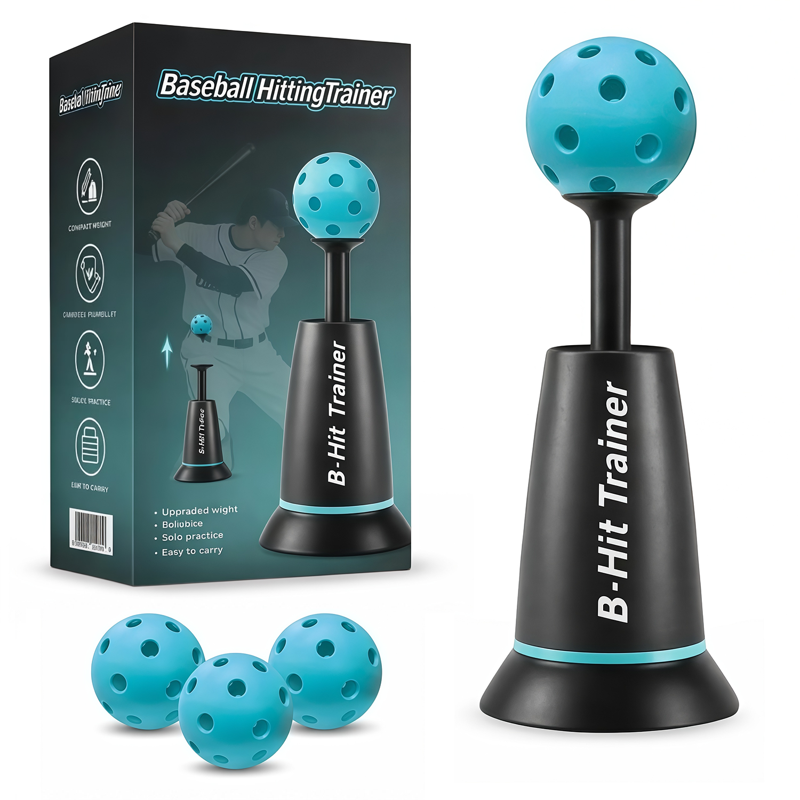 Baseball Batting Tee with Popper Balls - Durable Nylon Training Equipment for Kids & Adults