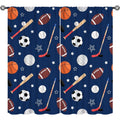 Sports Theme Curtains for Kids Bedroom & Living Room - Cartoon Basketball Football Soccer Print Insulated Drapes, 2 Panels