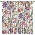 Bohemian Floral Pattern Curtains Set of 2 - Natural Botanical Window Drapes for Living Room & Bedroom