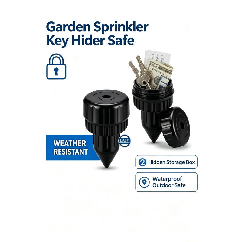 Outdoor Garden Sprinkler Head Safe - Waterproof Hidden Storage Box for Keys Cash Jewelry