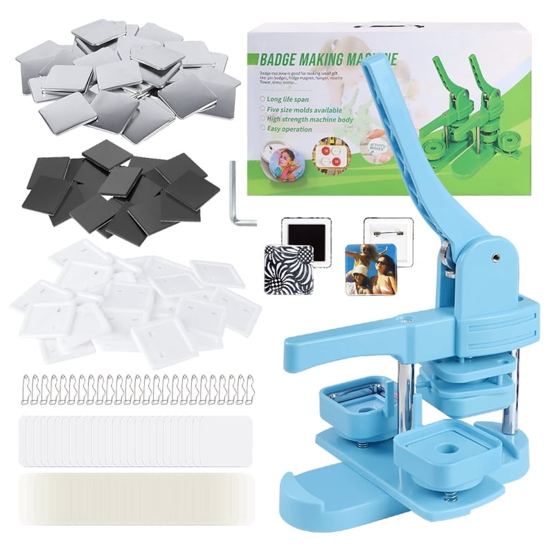 Square Button Maker Machine for DIY Fridge Magnets – 2''x2'' Complete Craft Kit