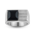 Square Onyx Textured Stainless Steel Ring for Men - Multiple Sizes