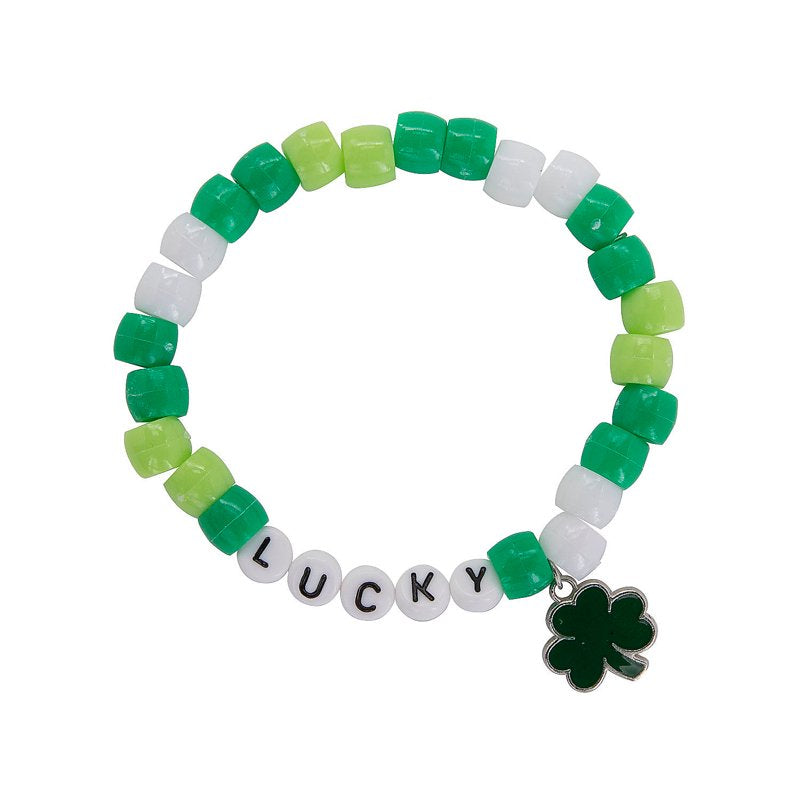 Kids Beaded Bracelet Craft Kit - St. Patrick's Day Jewelry Making Set, Includes 12 Pieces