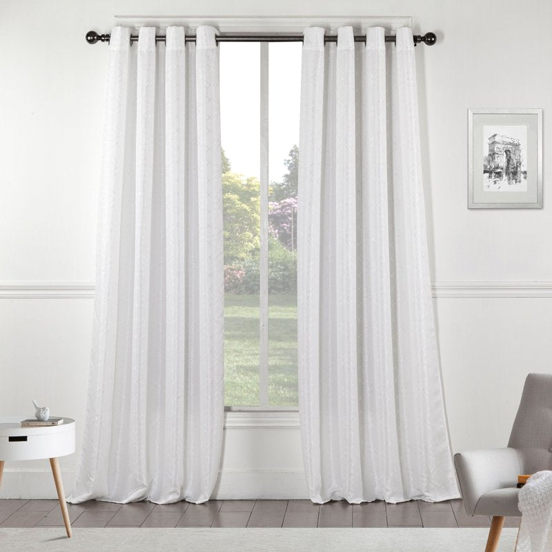 Solid Textured Window Panel 54x84 inches White Modern Drapery