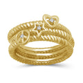 Stackable Diamond Rings for Women - 0.02 Carat White Diamond Jewelry - Heart, Star, Peace Sign Bands